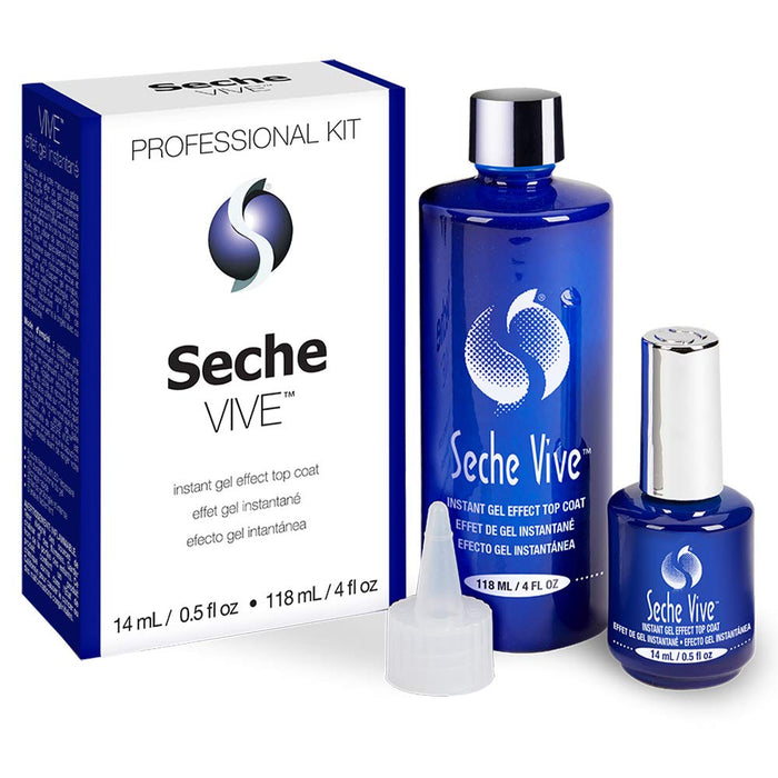 Seche Vive Instant Gel Effect Top Coat Nail Refill Kit 4oz+0.5oz Set