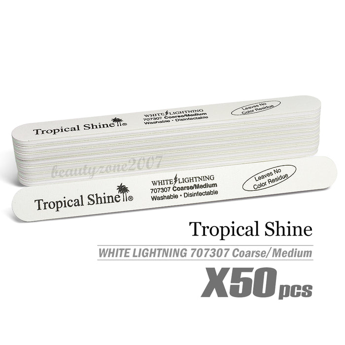 50 Pc Tropical Shine White Lightning Nail File 100/180 #707307 -Coarse/Medium