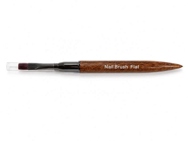 Brown Sandalwood Handle Nylon Gel Nail Brush Flat #6 80005