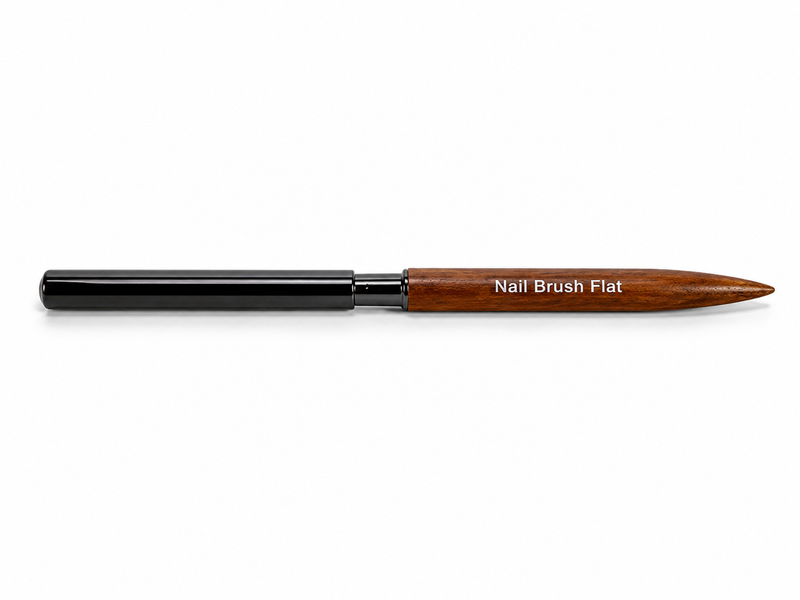 Brown Sandalwood Handle Nylon Gel Nail Brush Flat #6 80005