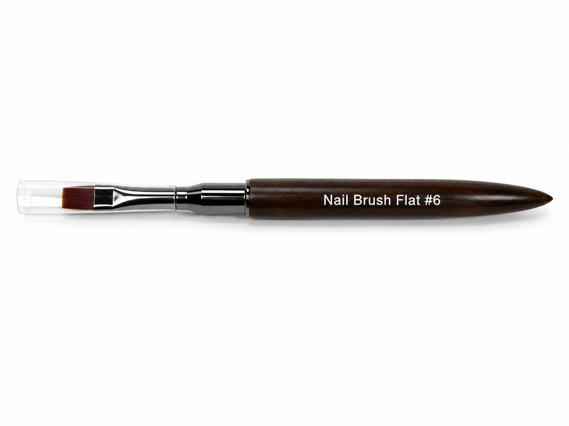 Black Sandalwood Handle Nylon Gel Nail Brush Flat #6 80007