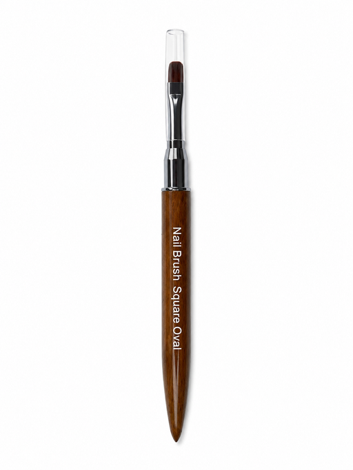 Professional Gel Nail Brush Square Oval #6 80009 Brown Sandalwood Handle professional square-oval gel nail brush image 2