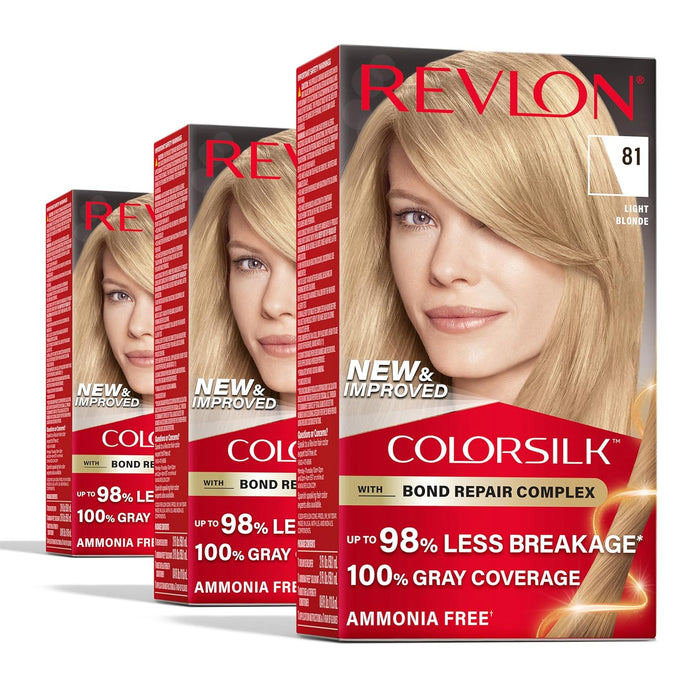 Revlon ColorSilk Permanent Hair Color #81 Light Blonde (3 Pack)