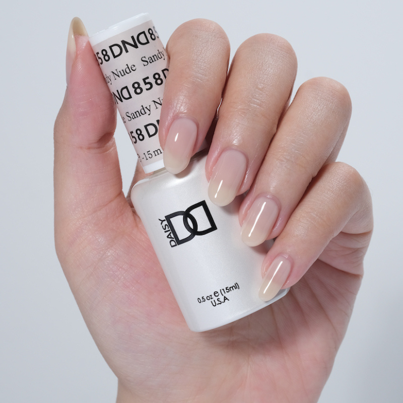 DND Gel & Lacquer #858 Sandy Nude – 0.5 fl oz UV/LED Soak Off