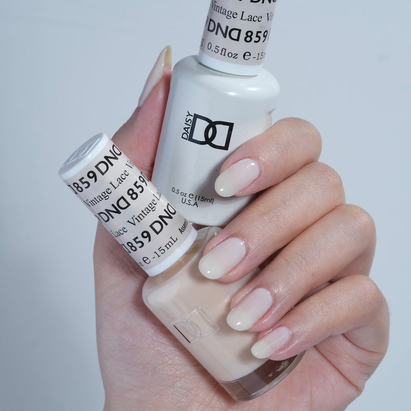 Gel y laca DND n.° 859 Encaje Vintage – 14 ml (0,5 fl oz) UV/LED Removible