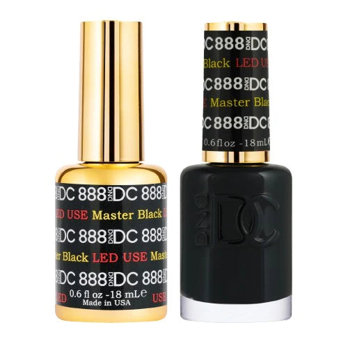 Gel y laca DND n.° 888 Negro Maestro – 14,5 ml (0,5 fl oz) UV/LED para remojo
