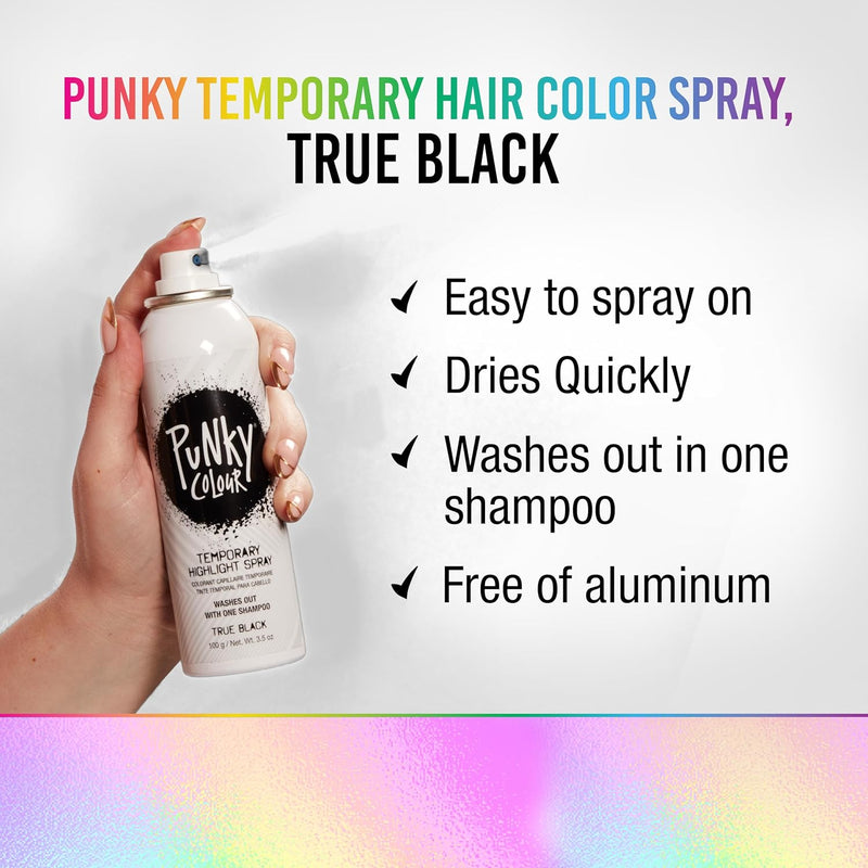 Punky Colour - Temporary Hair Color Spray - True Black 3.5 fl oz