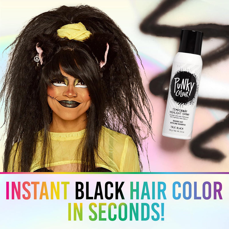 Punky Colour - Temporary Hair Color Spray - True Black 3.5 fl oz