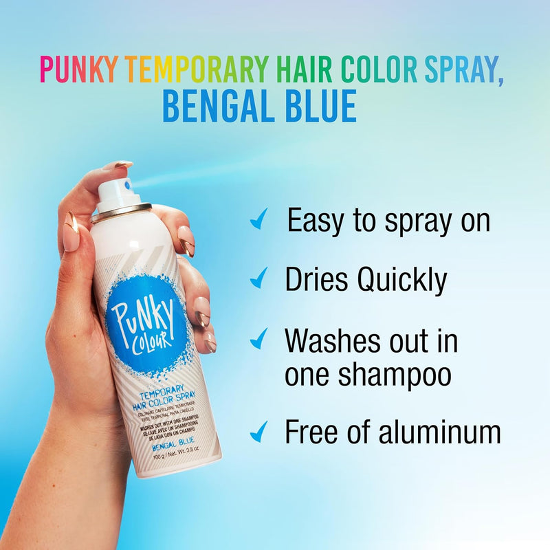 Punky Colour - Temporary Hair Color Spray - Bengal Blue 3.5 fl oz