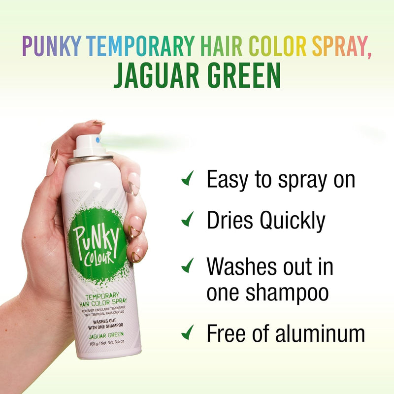 Punky Colour - Temporary Hair Color Spray - Jaguar Green 3.5 fl oz (2 Pack)