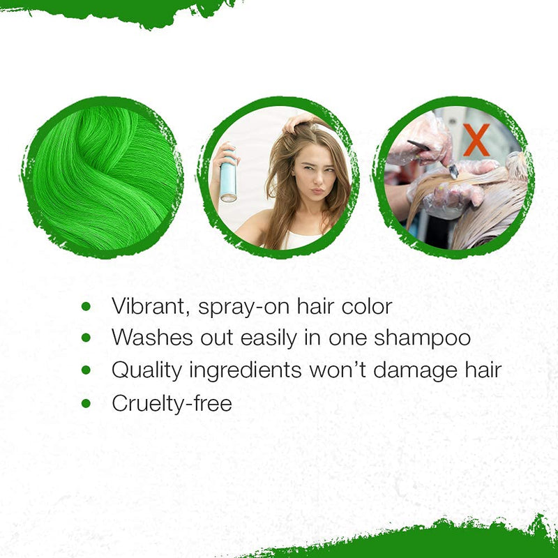 Punky Colour - Temporary Hair Color Spray - Jaguar Green 3.5 fl oz (2 Pack)