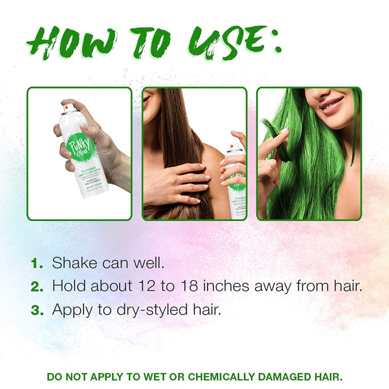 Punky Colour - Temporary Hair Color Spray - Jaguar Green 3.5 fl oz (2 Pack)