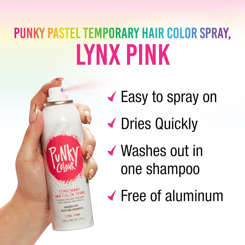 Punky Colour - Temporary Hair Color Spray - Lynx Pink 3.5 oz (2 Pack)