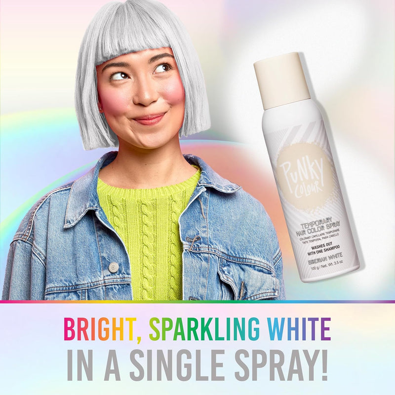 Punky Colour - Temporary Hair Color Spray - Siberian White 3.5 oz (2 Pack)
