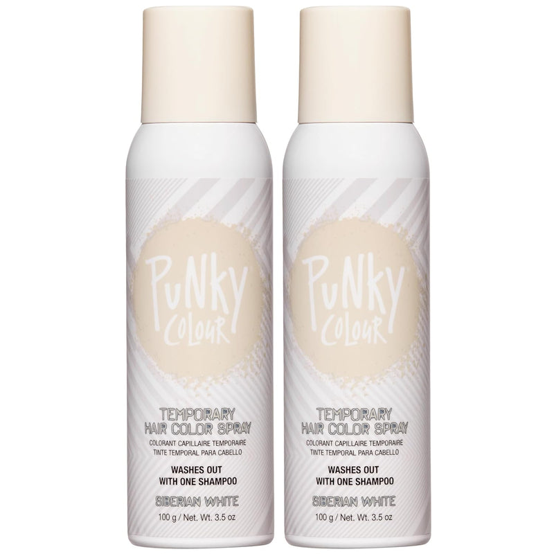 Punky Colour - Temporary Hair Color Spray - Siberian White 3.5 oz (2 Pack)
