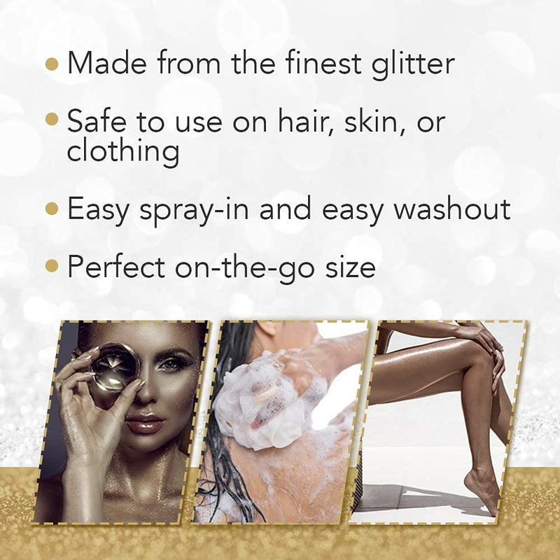 Punky Colour - Temporary Hair + Body Spray - Gold Glitter 3.5 fl oz (2 Pack)