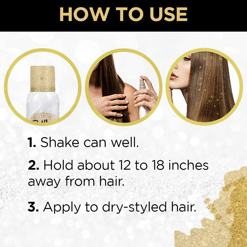 Punky Colour - Temporary Hair + Body Spray - Gold Glitter 3.5 fl oz (2 Pack)