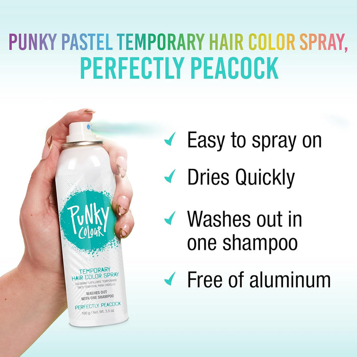 Punky Colour - Temporary Hair Color Spray - Perfectly Peacock 3.5oz