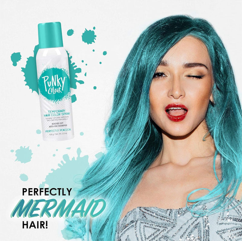 Punky Colour - Temporary Hair Color Spray - Perfectly Peacock 3.5 fl oz (2 Pack)