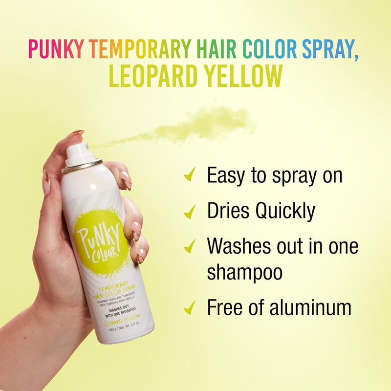 Punky Colour - Temporary Hair Color Spray - Leopard Yellow 3.5 oz (2 Pack)