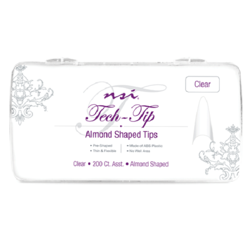 NSI Tech-Tip Almond Nail Tips 200 ct (Clear)