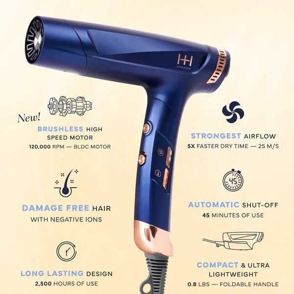 Annie Hot & Hotter Powerflow Foldable Brushless Hair Dryer #5889