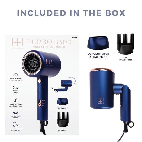 Annie Hot & Hotter Turbo 3500 Foldable Hair Dryer #5899