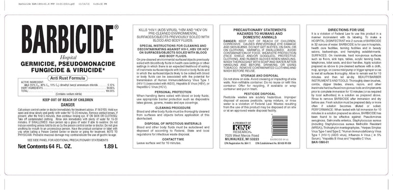 Barbicide - Disinfectant Concentrate 128 oz EPA 954-11