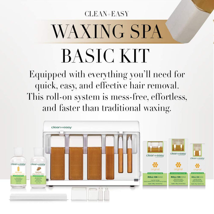 Clean + Easy - Roll On Facial Body Waxing Spa Basic Wax Kit