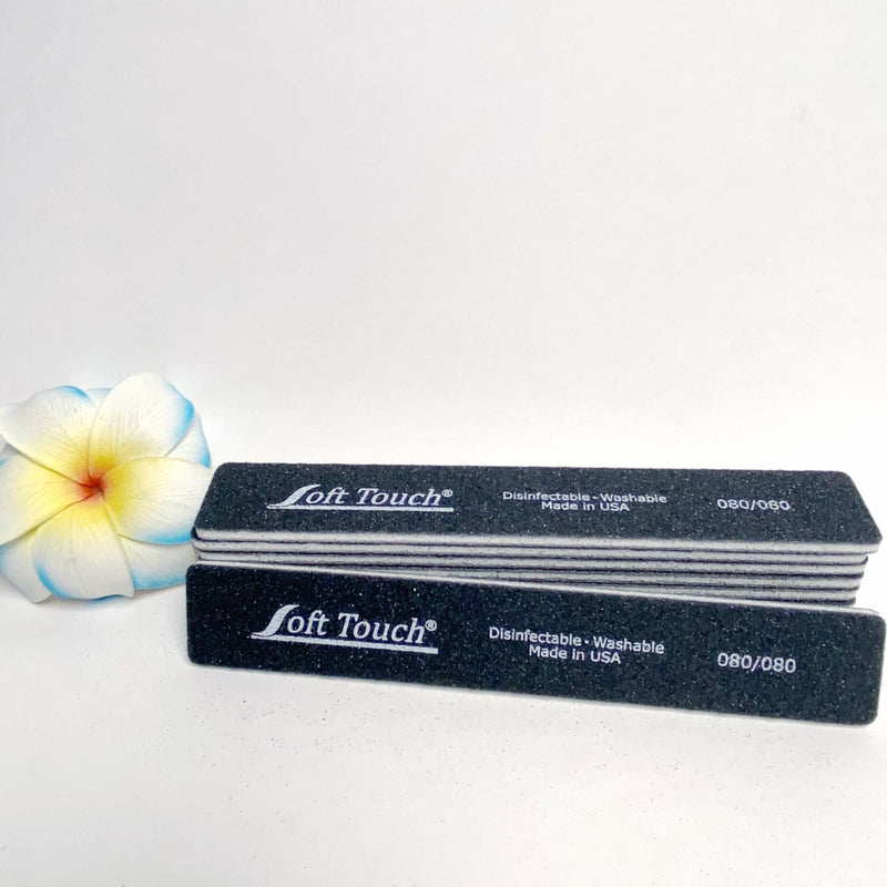 Lima de uñas cuadrada jumbo negra Soft Touch de 7" (18,8 cm), grano extragrueso/extragrueso 80/80, 25 unidades.