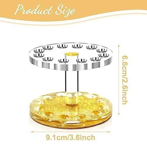 Acrylic Nail Brush Display Holder 12 Holes Make-up Brush Pen Stand (Gold)