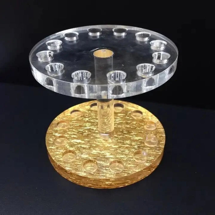 Acrylic Nail Brush Display Holder 12 Holes Make-up Brush Pen Stand (Gold)
