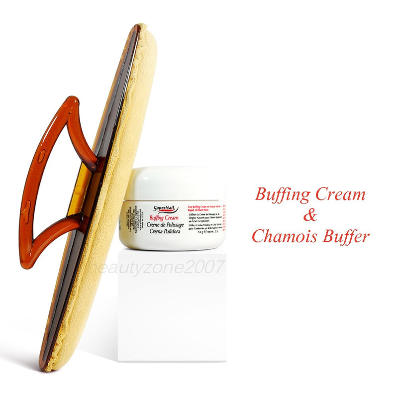 SuperNail - Nail Buffing Cream Pink 2 oz with Chamois Buffer 5"