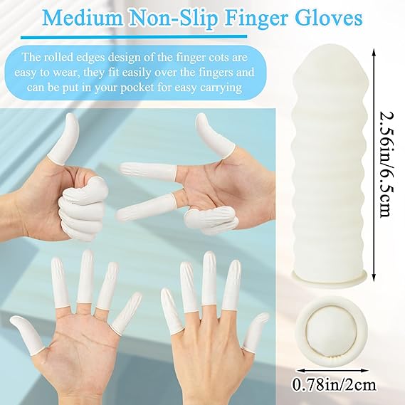 Dedales desechables de látex - Talla mediana - 200 unidades 