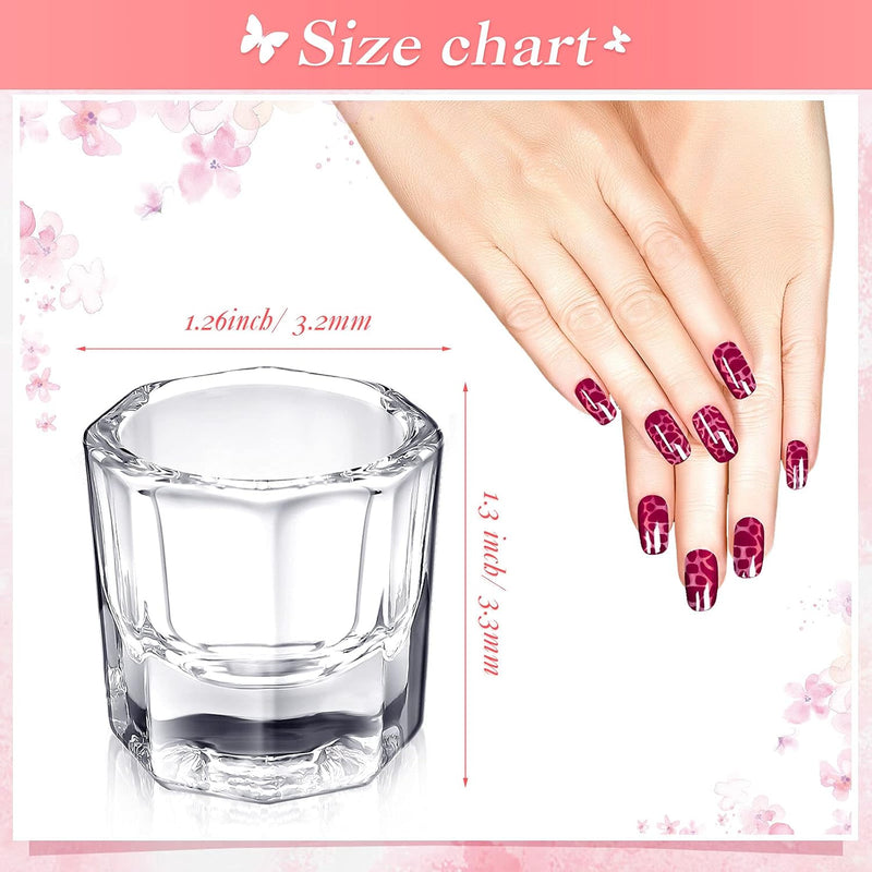 Nail Art Acrylic Liquid Powder Dappen Dish Nail Crystal Bowl Glass (12 Bottles)
