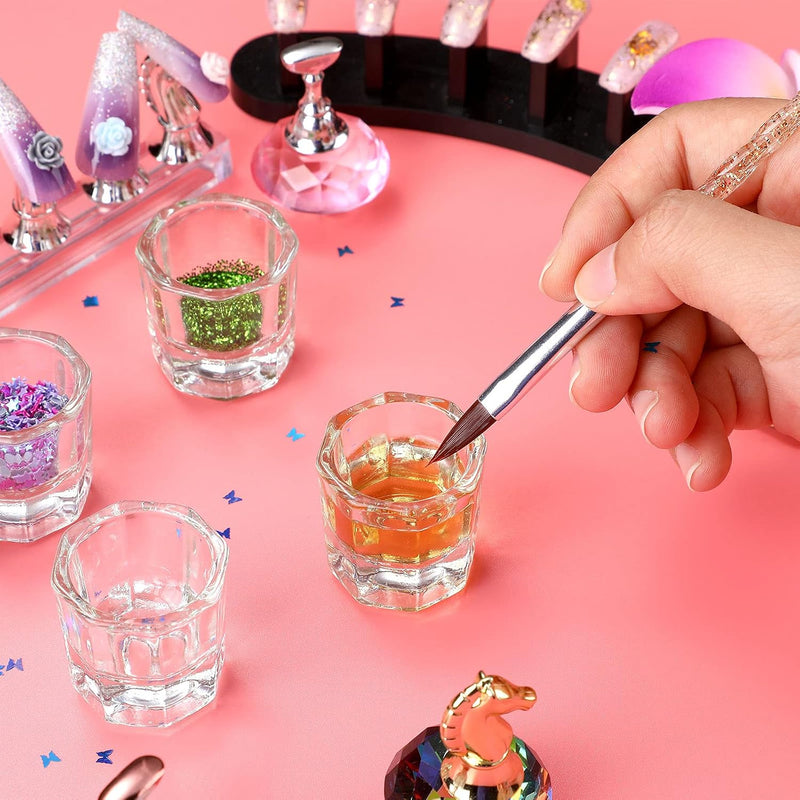 Nail Art Acrylic Liquid Powder Dappen Dish Nail Crystal Bowl Glass (12 Bottles)