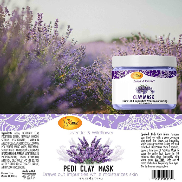 Spa Redi - Pedi Clay Mask - Lavender & Wildflower 16 oz