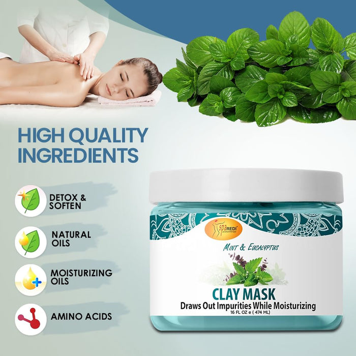 Spa Redi - Pedi Clay Mask - Mint & Eucalyptus 16 oz