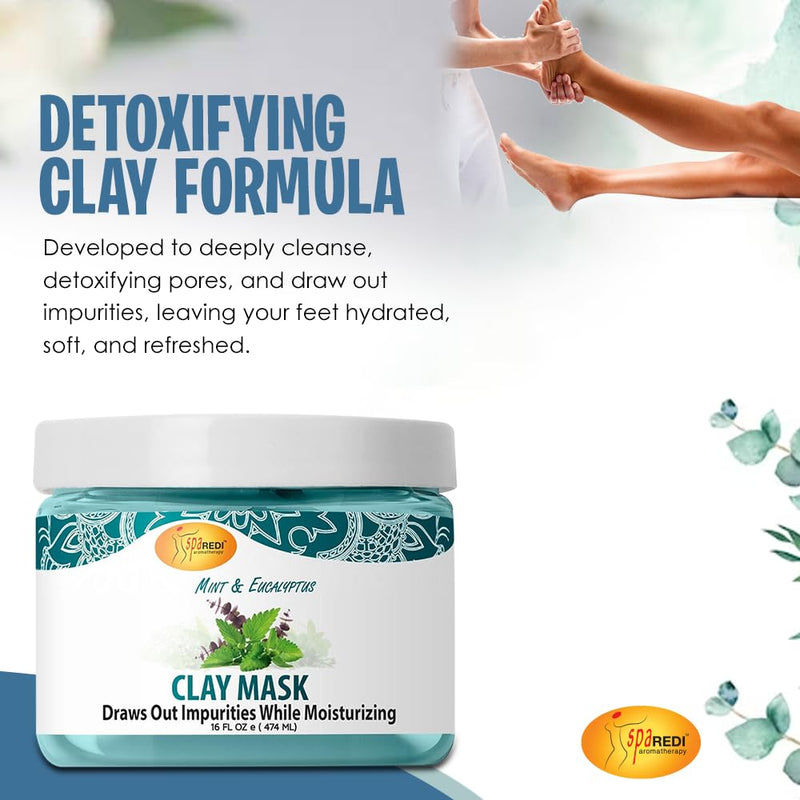 Spa Redi - Pedi Clay Mask - Mint & Eucalyptus 16 oz