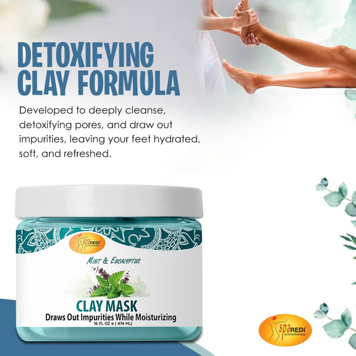 Spa Redi - Pedi Clay Mask - Mint & Eucalyptus 16 oz