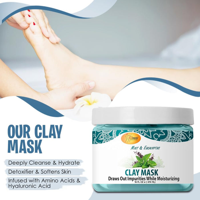 Spa Redi - Pedi Clay Mask - Mint & Eucalyptus 16 oz