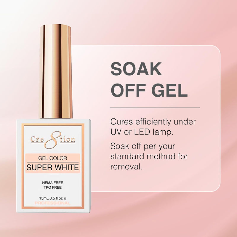 Cre8tion - Soak-Off Gel Polish - Super White 0.5 fl oz (3 Pack)