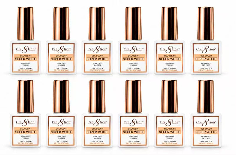 Cre8tion - Soak-Off Gel Polish - Super White 0.5 fl oz (12 Pack)