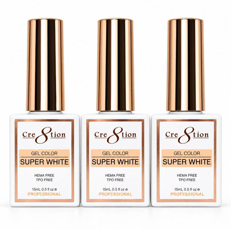 Cre8tion - Soak-Off Gel Polish - Super White 0.5 fl oz (3 Pack)