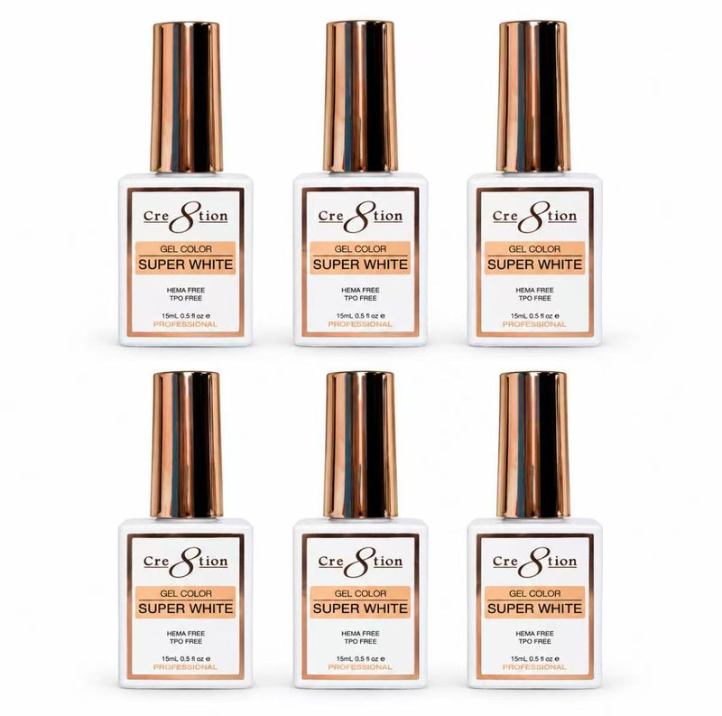 Cre8tion - Soak-Off Gel Polish - Super White 0.5 fl oz (6 Pack)
