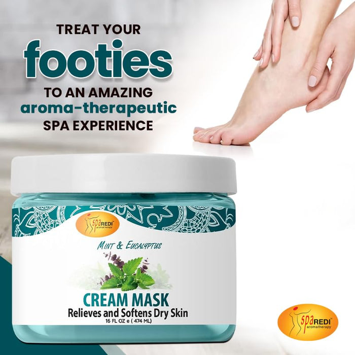 Spa Redi - Pedi Cream Mask -Mint & Eucalyptus 16 oz