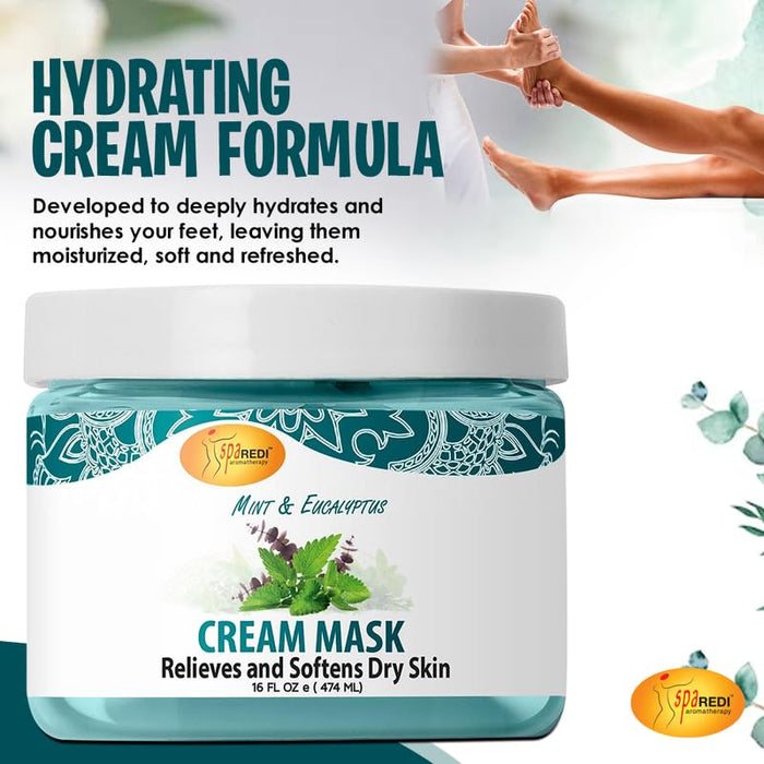 Spa Redi - Pedi Cream Mask -Mint & Eucalyptus 16 oz