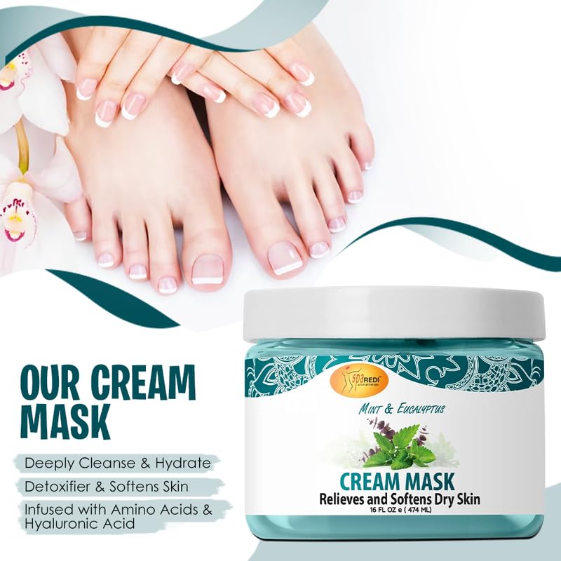 Spa Redi - Pedi Cream Mask -Mint & Eucalyptus 16 oz