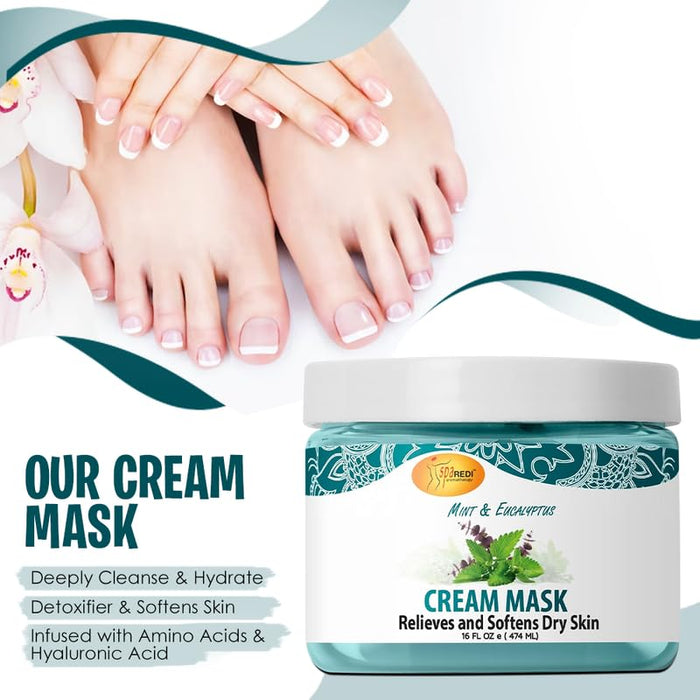 Spa Redi - Pedi Cream Mask -Mint & Eucalyptus 16 oz