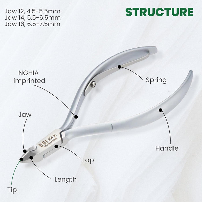 Nghia - Cuticle Nippers D-01 (Jaw 16) (5 Pack)